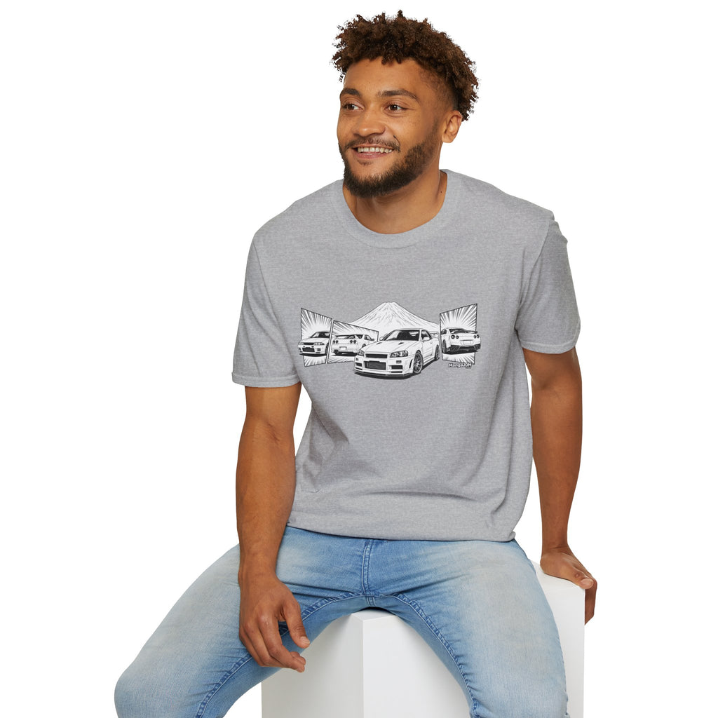 BNR34 GT-R T-shirt with RB26DETT backside